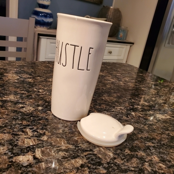 Rae Dunn "HUSTLE" Ceramic Travel Mug - Picture 2 of 5